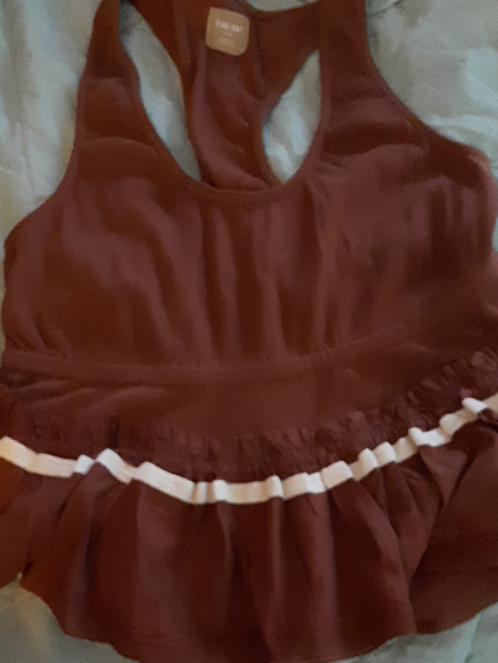 Free People Honey Ruffled Peplum Lg Tank Top with White Trim Nwt